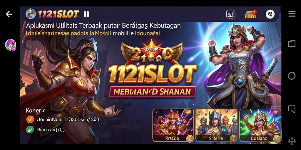 Tampilan antarmuka aplikasi 1121SLOT yang menarik dan intuitif.
