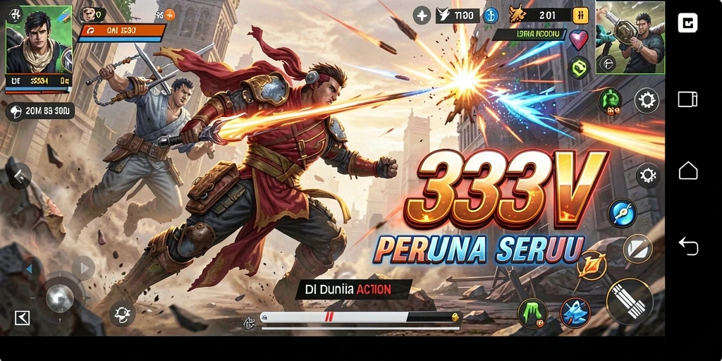 Tangkapan layar 333V menunjukkan aksi seru dan pertempuran mendebarkan.