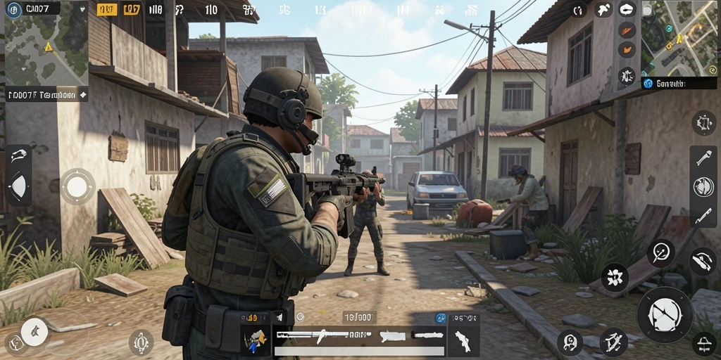 Screenshot gameplay C0077 yang menampilkan aksi tembak-menembak yang mendebarkan.