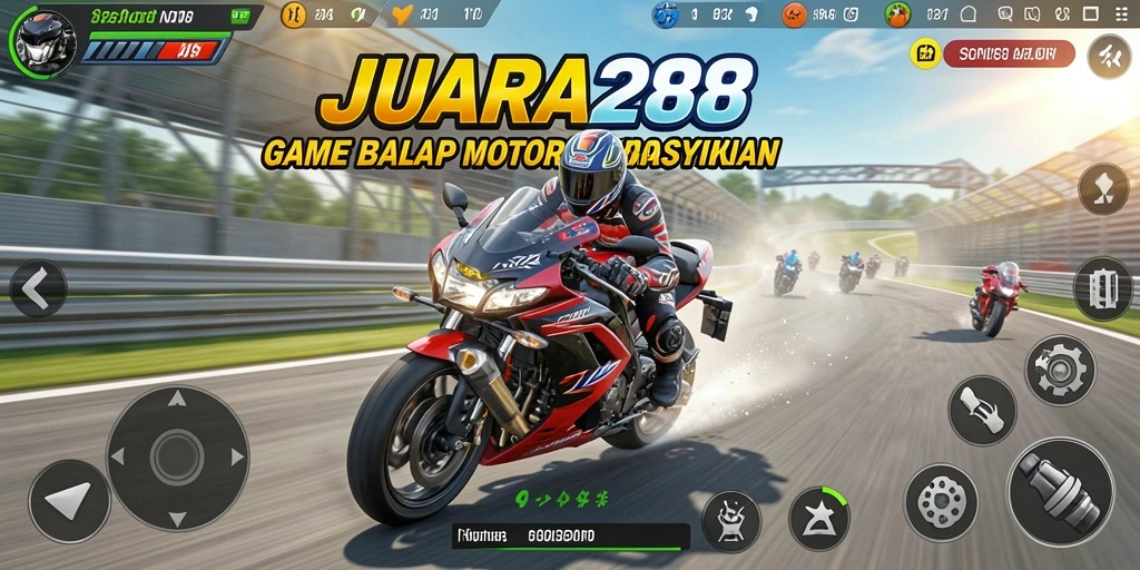 Tampilan gameplay JUARA288 yang menyerukan saat balap motor.