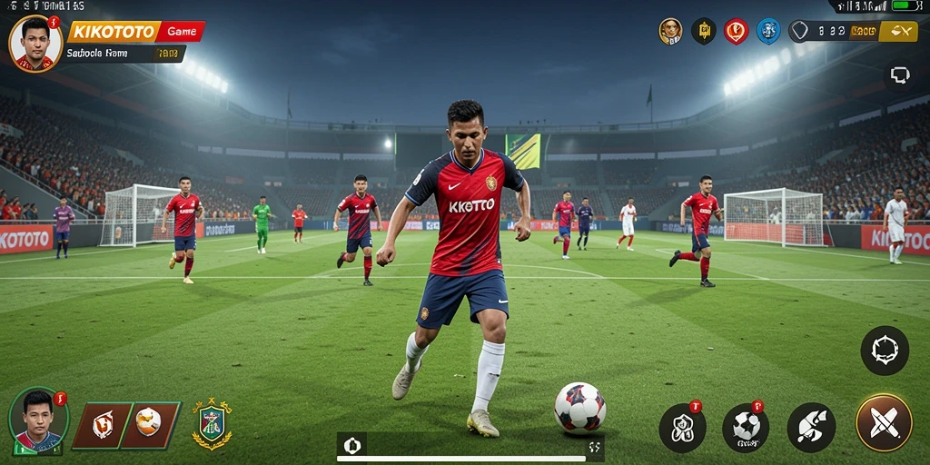 Tampilan gameplay KIKOTOTO yang menegangkan dan penuh aksi sepakbola.