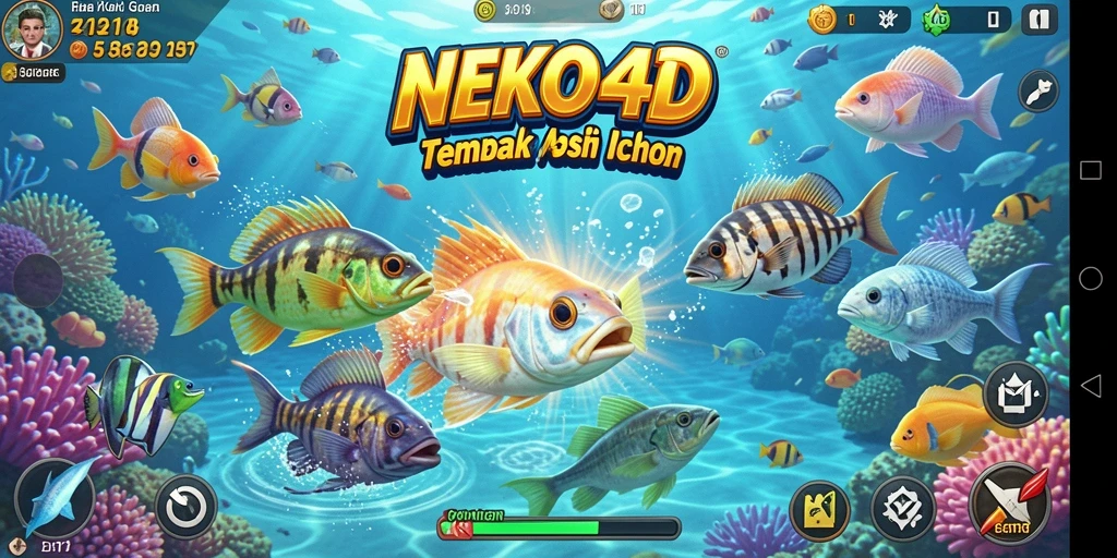 Tangkapan layar NEKO4D menampilkan aksi seru berburu ikan di bawah laut.
