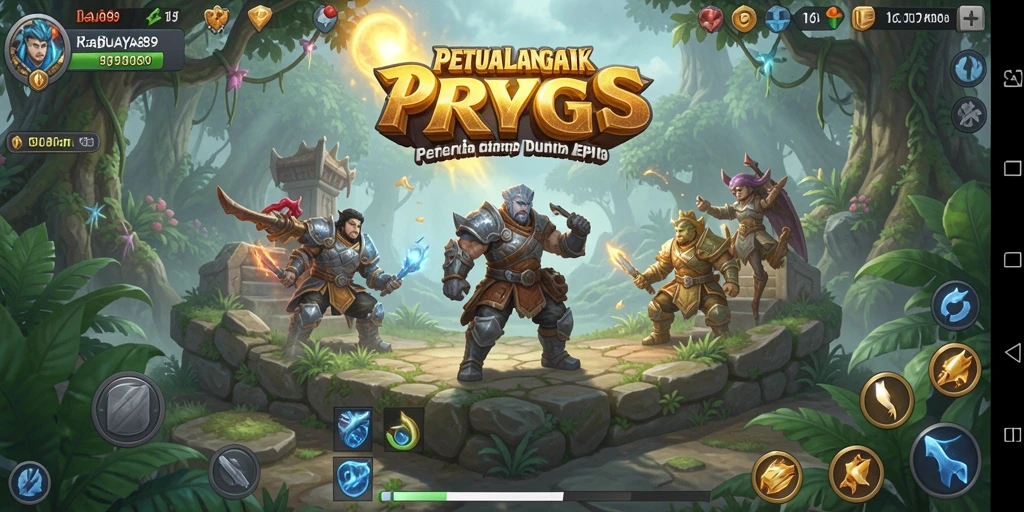 Screenshot utama RAJABUAYA89 menampilkan pertarungan seru di dunia RPG yang kaya.
