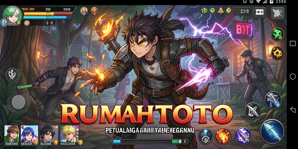 Tampilan seru gameplay RUMAHTOTO dengan karakter anime yang unik.