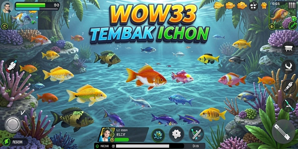Tampilan gameplay WOW33 yang menarik saat menangkap ikan.